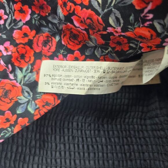 Zara -1807 Long Sleeve Floral Puff Sleeve Sweetheart Crop Top Red NWOT Small - Picture 7 of 7